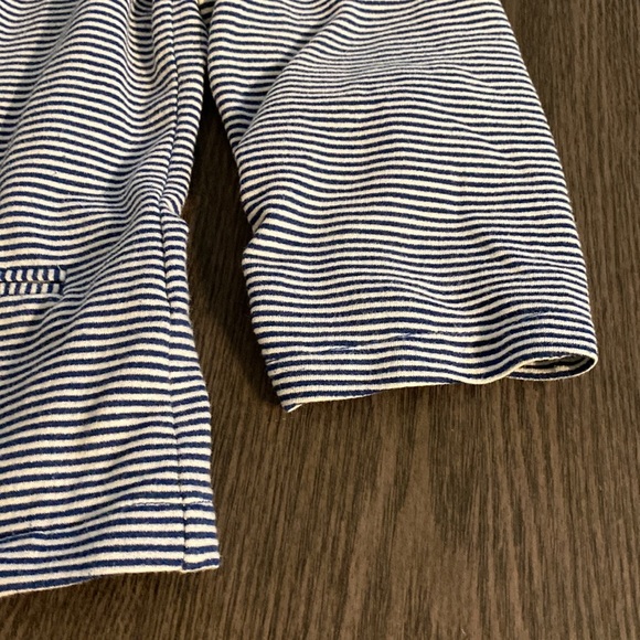 Tulle Original Clothing blazer. Blue/white stripe. Size L. 3/4 ruched sleeves. - Picture 9 of 14